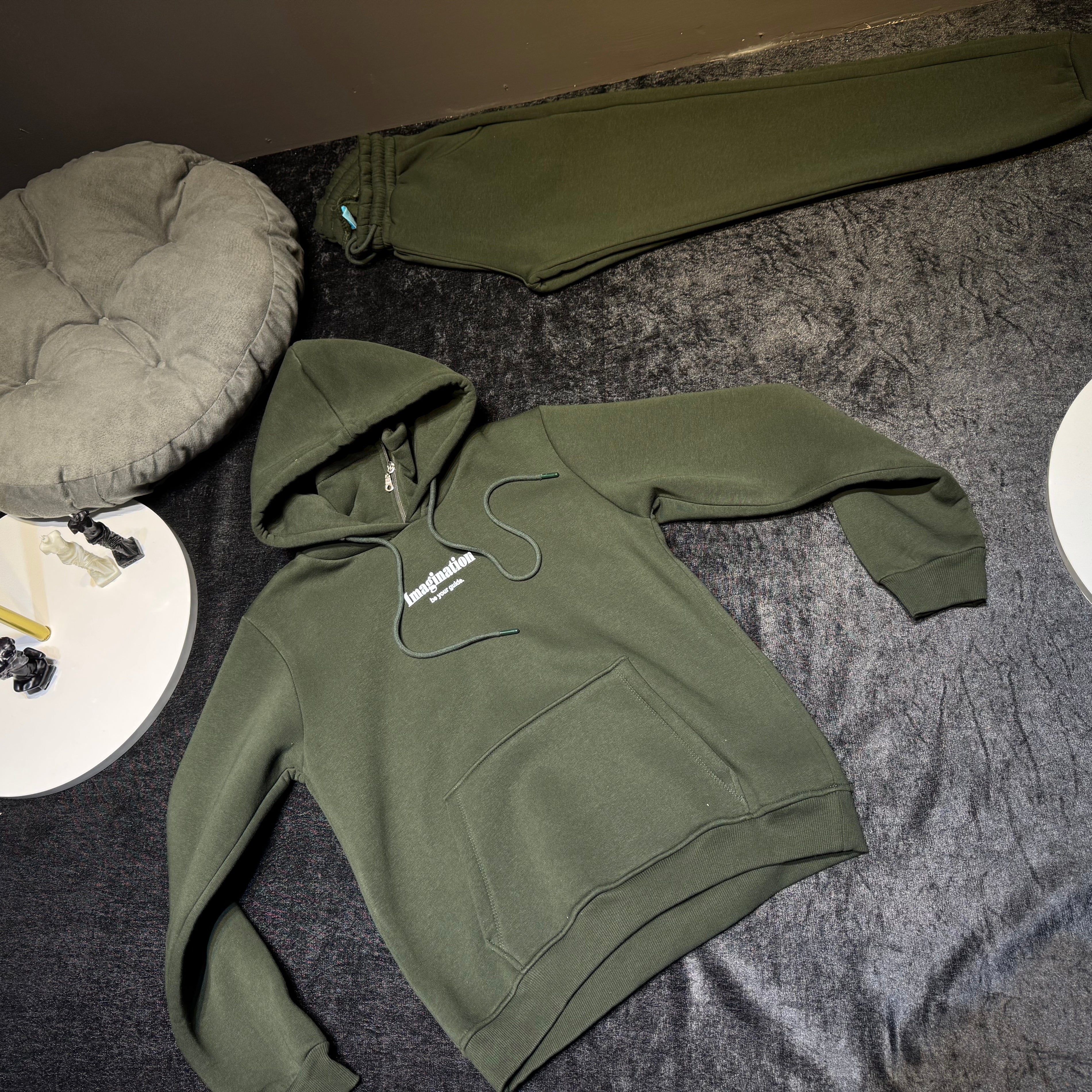 Fermuarlı Haki Hoodie Eşofman Takımı - Günlük Şıklığın ve Rahatlığın Anahtarı 🌿